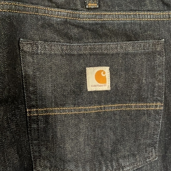 Carhartt Women's Flannel Lined Jeans Straight Leg Loose Fit Dark Wash 18X32 - Picture 8 of 10